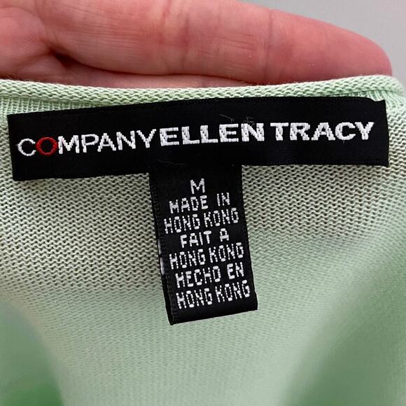 Company Ellen Tracy Women's Cardigan Sweater M Mint Green Button Front Crew Neck - Picture 4 of 7
